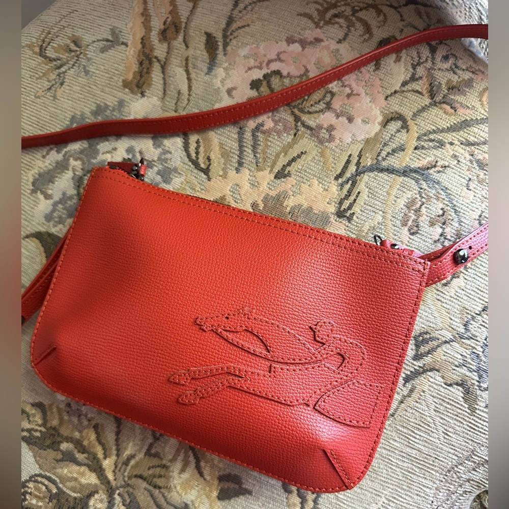 Longchamp leather burnt Orange Shoulder handBag bag small - Picture 5 of 14